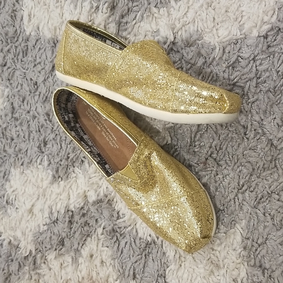 TOMS Gold Glitter Classic Alpargata Girls 3 - Picture 3 of 6